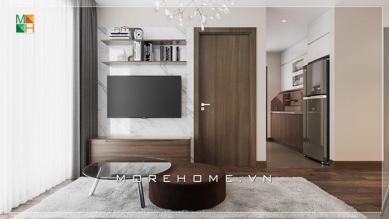 Mẫu thiết kế kệ tivi đơn giản bằng gỗ công nghiệp cao cấp cho phòng khách, phù hợp với chung cư, nhà phố phong cách hiện đại